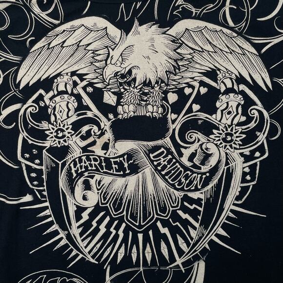 Harley Davidson Women's Long Sleeve Shirt Size Medium Sheer Knit Top Black - Picture 5 of 8